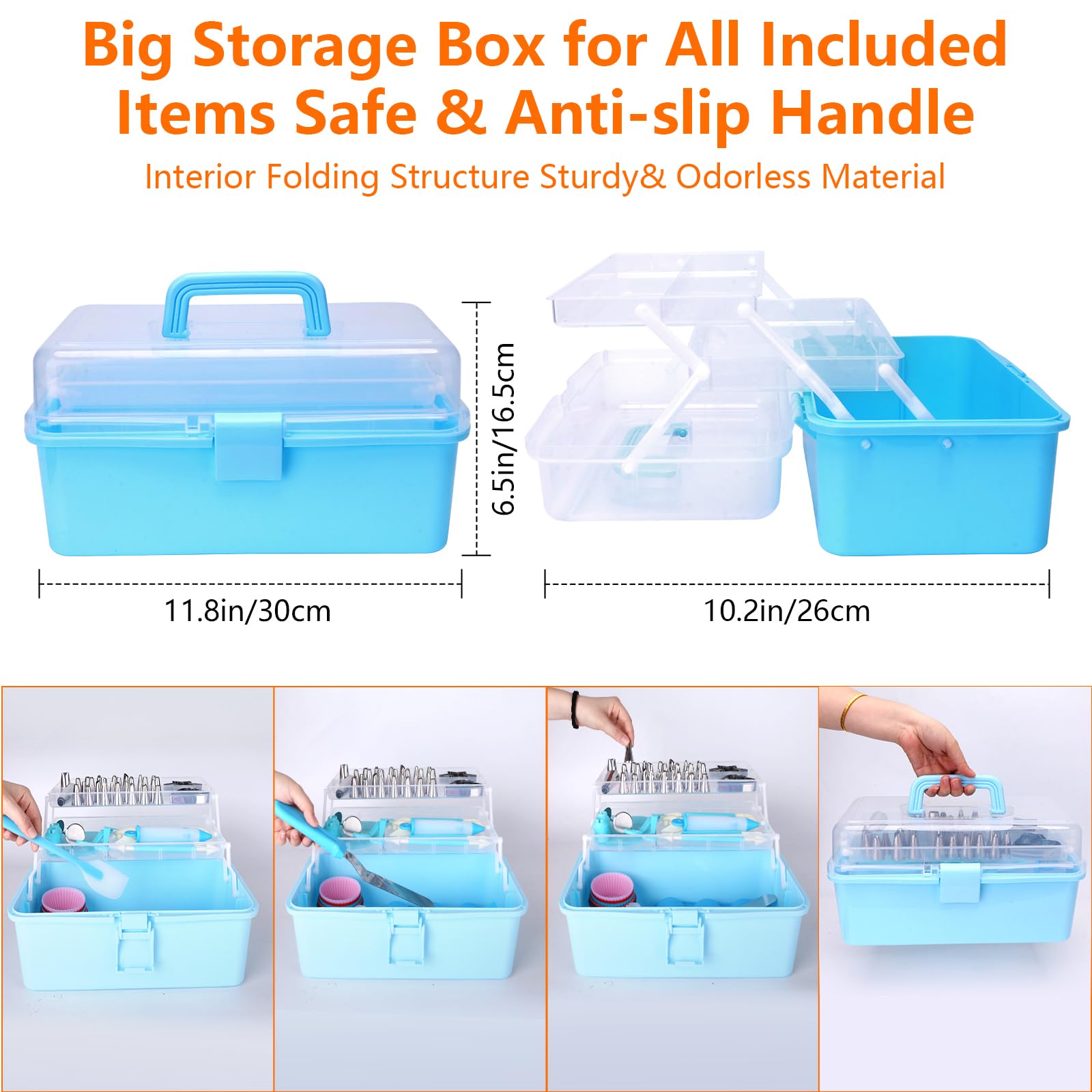 YCHLonlive 13 Inch Cake Decorating Storage Case, Suitable for Storing Baking Supplies (NOT INCLUDED), Blue - Image 2
