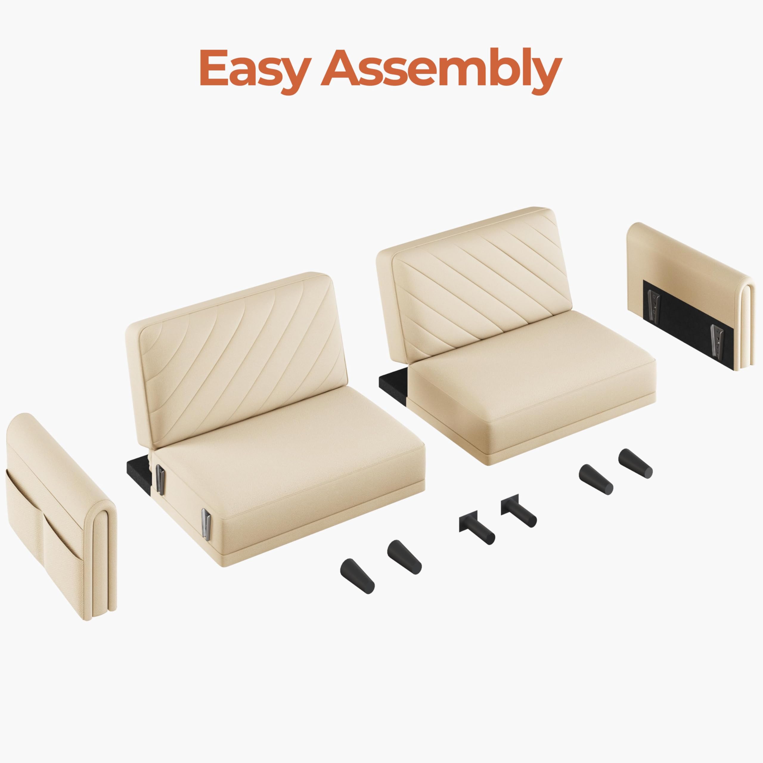 Yaheetech Divano letto largo 200 cm, divano 2/3 posti con funzione sonno, divano letto con 3 angoli regolabili, ideale per soggiorno, Beige