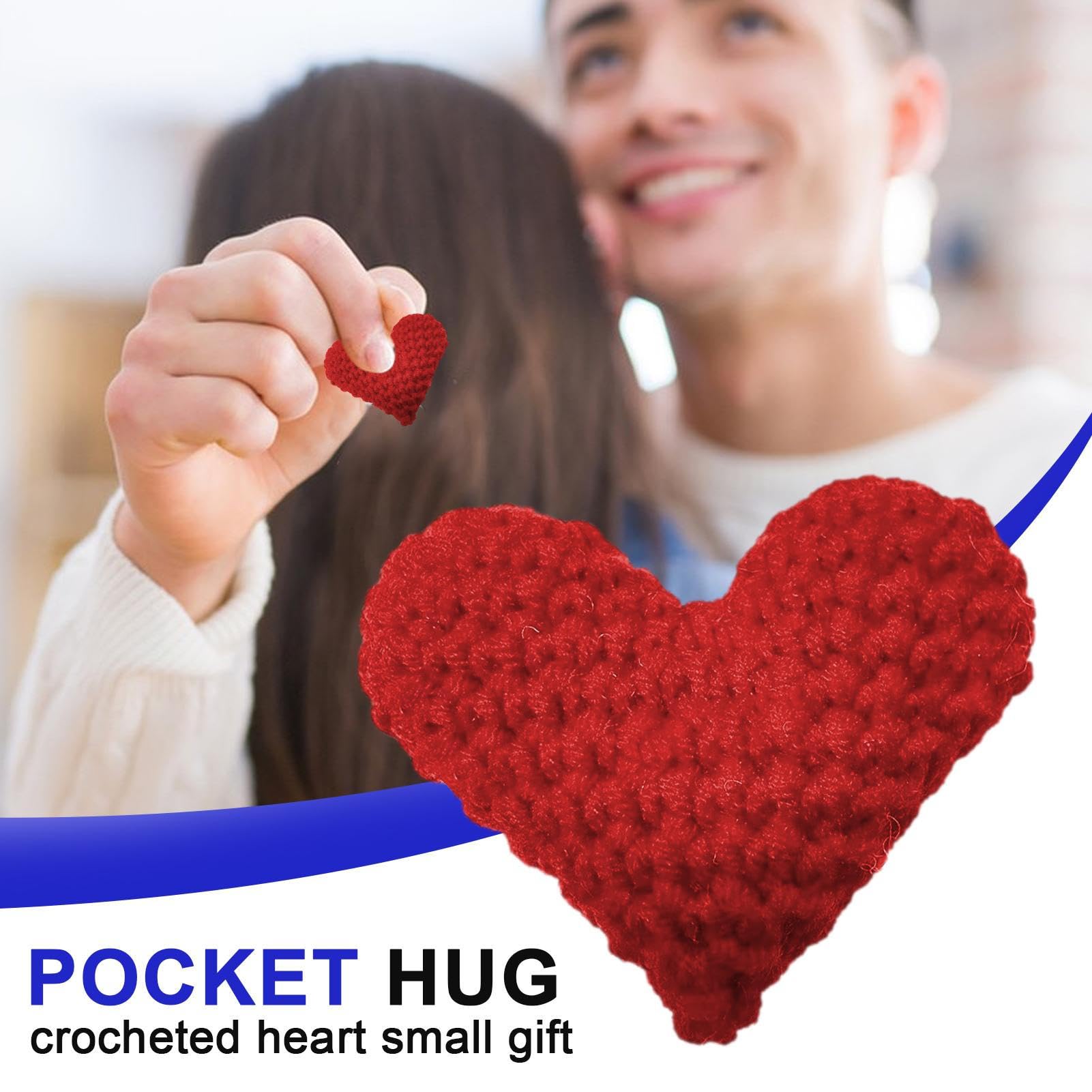 Onlynery Pocket Hug Cuore all'Uncinetto | Abbracci tascabili Portatili Fatti a Mano con Biglietto di condoglianze - Piccoli Regali Carini e Comodi, Cuore Lavorato a Maglia per Bambini, Famiglia