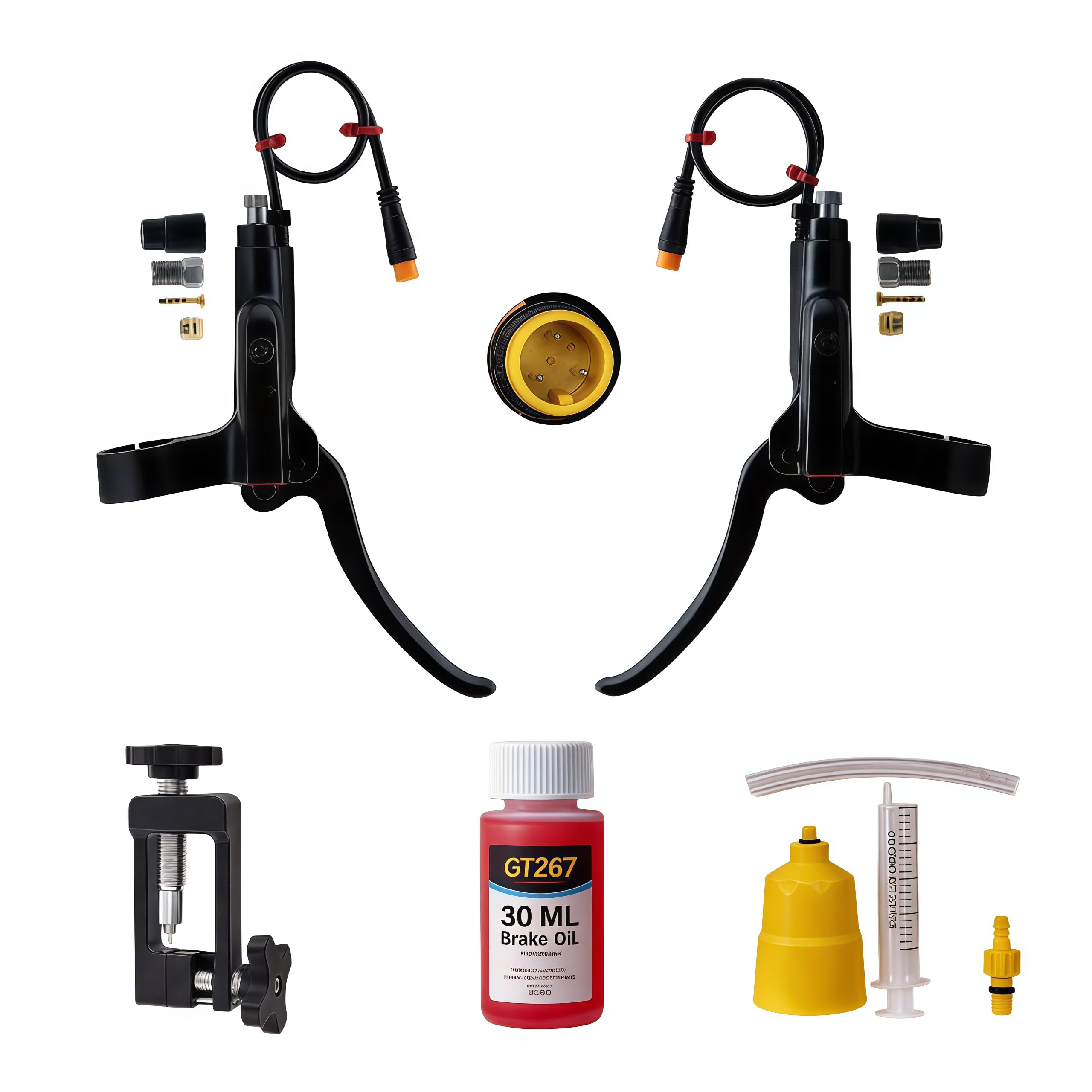 GT267 - Leva del freno idraulico per E-bike, kit di installazione del freno Ebike, con struttura integrata del cilindro dell'olio a 3 poli e attacco manubrio da 22 mm