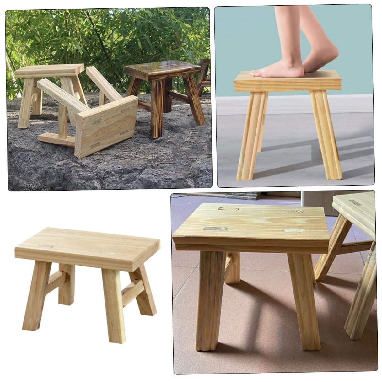 Alipis Kinder Tritthocker Holz 26x13x19cm Lackiert Stabiler Sitzhocker für Haushalt und Wc Leichter Sitzschemel für Kleinkinder und Alltag