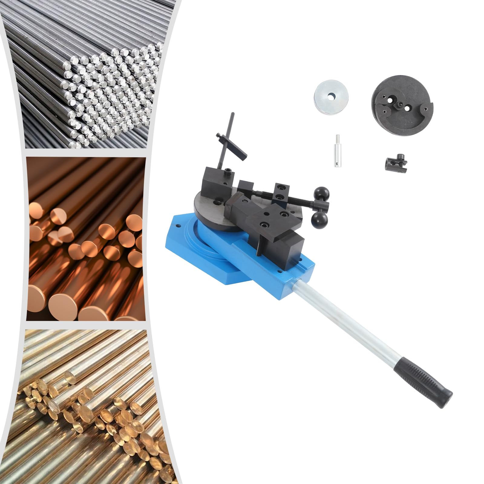 SBG-40 - Piegatrice universale in metallo, per 15 mm, in acciaio piatto da 30 x 8 mm, con 3 forme, utilizzabile manualmente per officine, lavorazione dei metalli (blu)