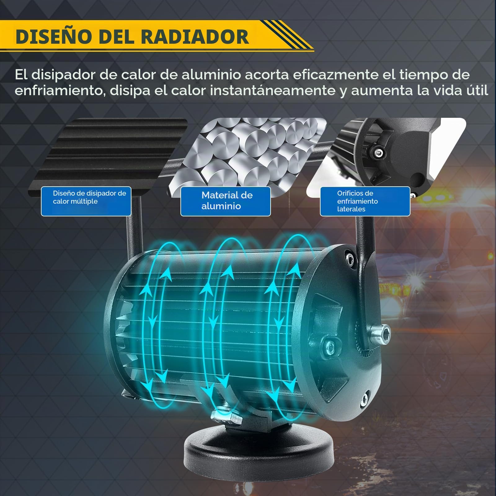 SKYWORLD Faros trabajo led con imán 15cm 72W portatil lámpara trabajo led 12V 24V inundación con soporte de base magnética para off road camión coche todoterreno suv 4x4 vehículos
