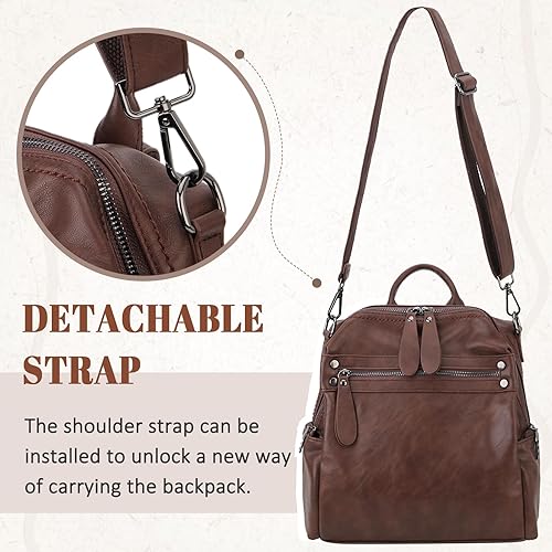 Miniatura 4 de VX - Bolso mochila de piel sintética para mujer, diseño convertible a la moda, 2 modos de uso