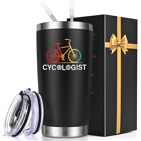 Gtmileo Cyclist Gifts for Men, Cycologist Insulated Tumbler, Holiday Christmas Best Gifts for Cyclist Traveler Men Adults Couples (20 OZ-BlacK)