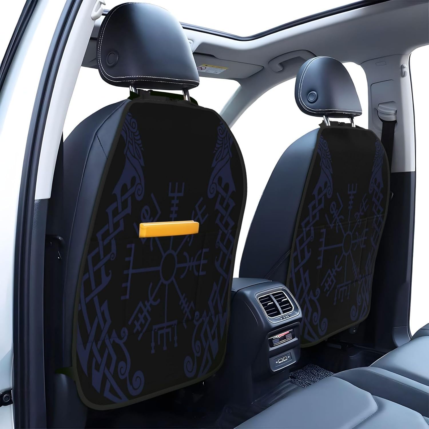 Viking Symbol Nordic Compass 2-Piece Set of Car Seat Kick Protectors for Front Seat Backrests, Used for Car Rear Seat Backrests Protectors