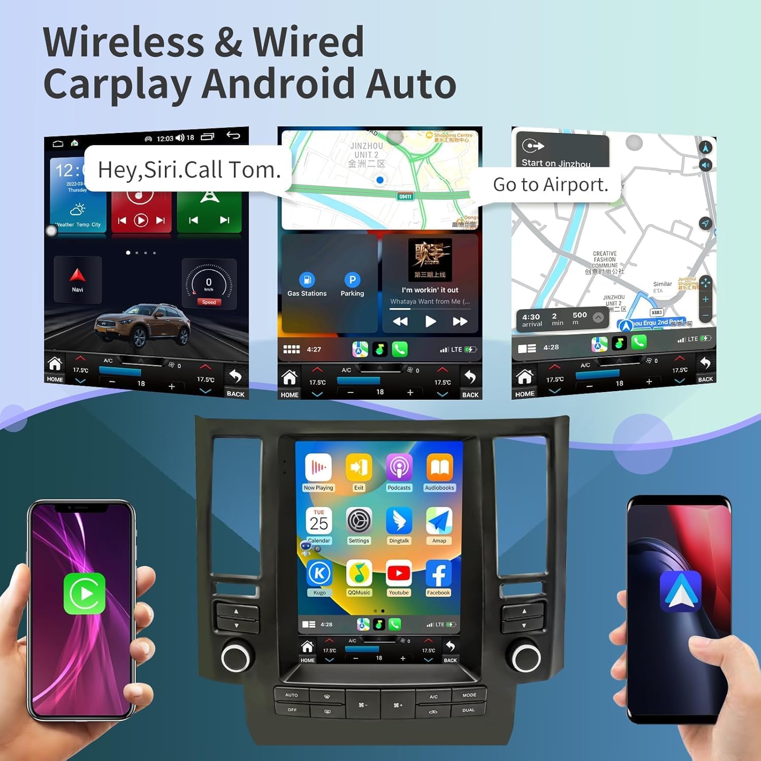 Android 13 with Carplay Car Stereo Radio 9.7 Inches GPS Audio Multimedia Receiver Compatible with FX35 FX45 2003-2006 with Carplay Android Auto Navigation AHD Camera, 2+32G