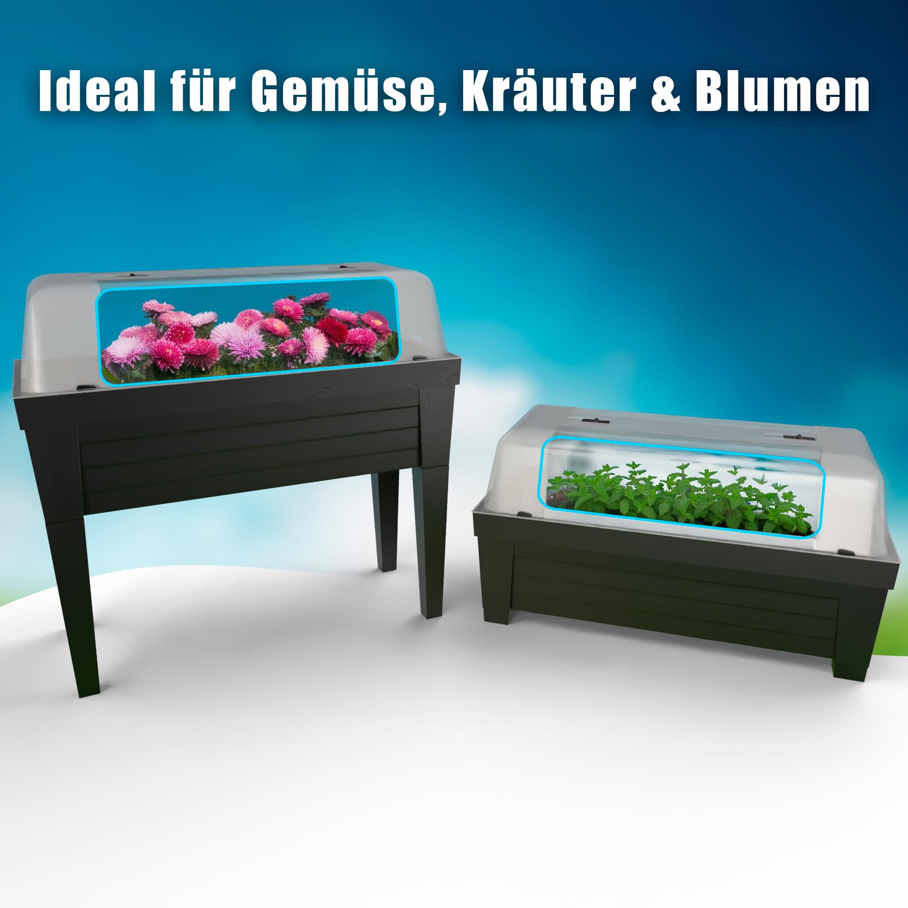 BigDean XXL Hochbett Balkon mit Abdeckung aus robustem Kunststoff