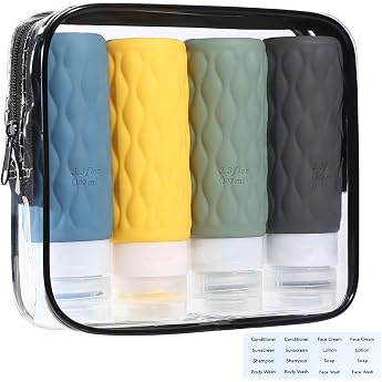 Silicone travel bottles 100ml set leak-proof and refillable travel container for filling is supplied with culture bags Suitable for filling travel bottles with shampoo shower gel and rinsing