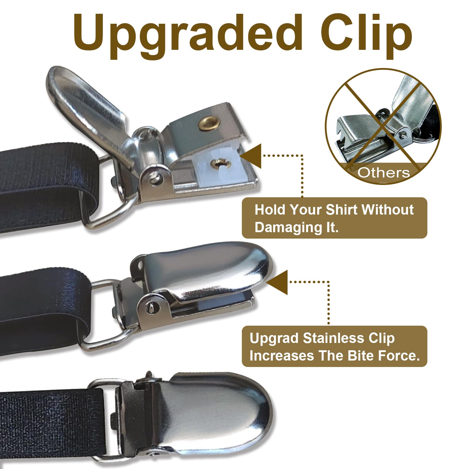 Soportes para camisa para hombre, policía, clips de camisa 3.0, accesorios de traje, para hombre, con ligas elásticas ajustables, soportes para camisas, tirantes para cinturón para mujeres