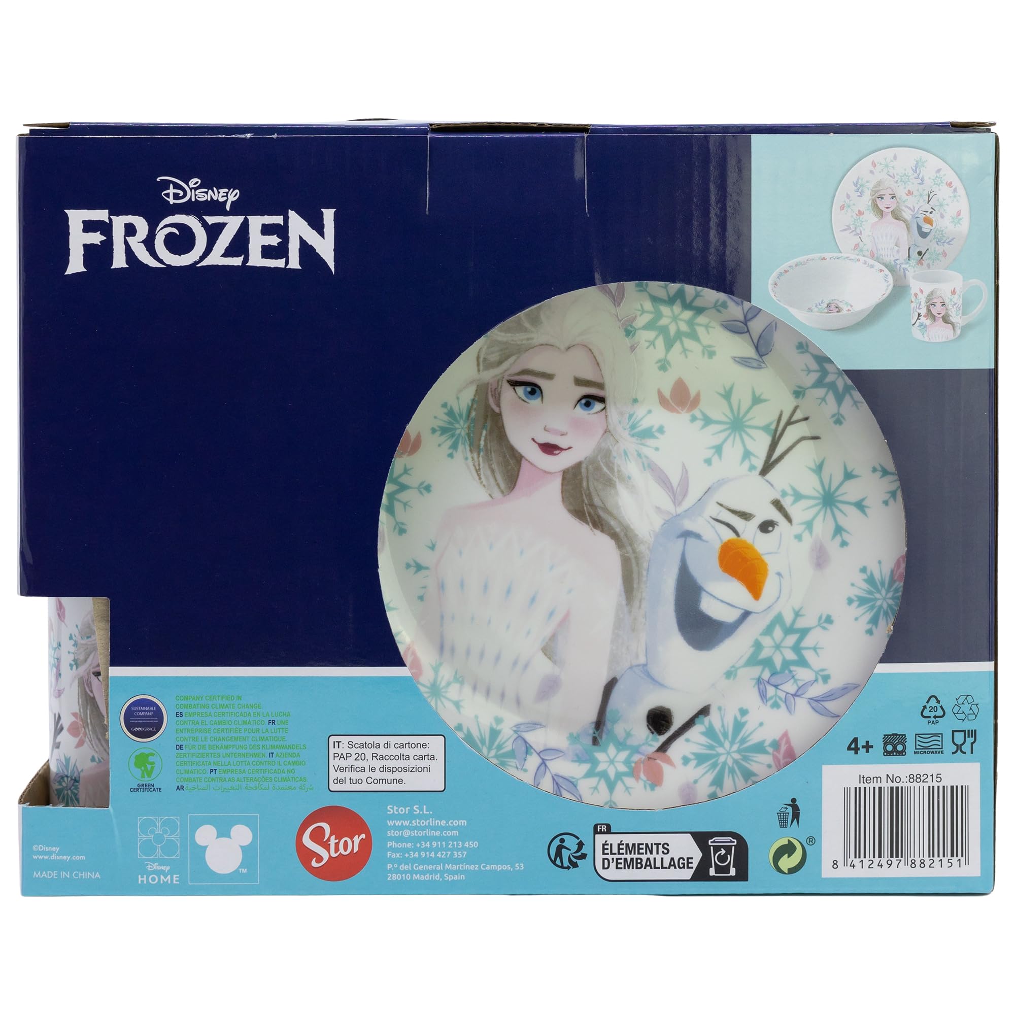 STOR Set Stoviglie Bambini Frozen - Il Regno Di Ghiaccio - Piatto, Ciotola e Tazza in Ceramica - Servizio Completo Confezione Regalo per Bambini