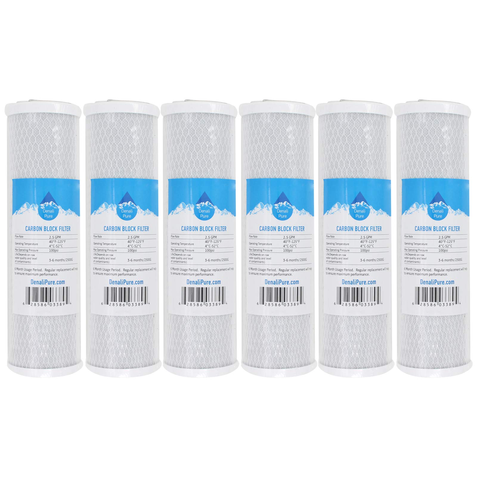 6-Pack Replacement for Compatible with Everpure CGS-10 EV910010 Activated Carbon Block Filter - Universal 10 inch Filter Compatible with EVERPURE CGS-10 SINGLE SERIES 10