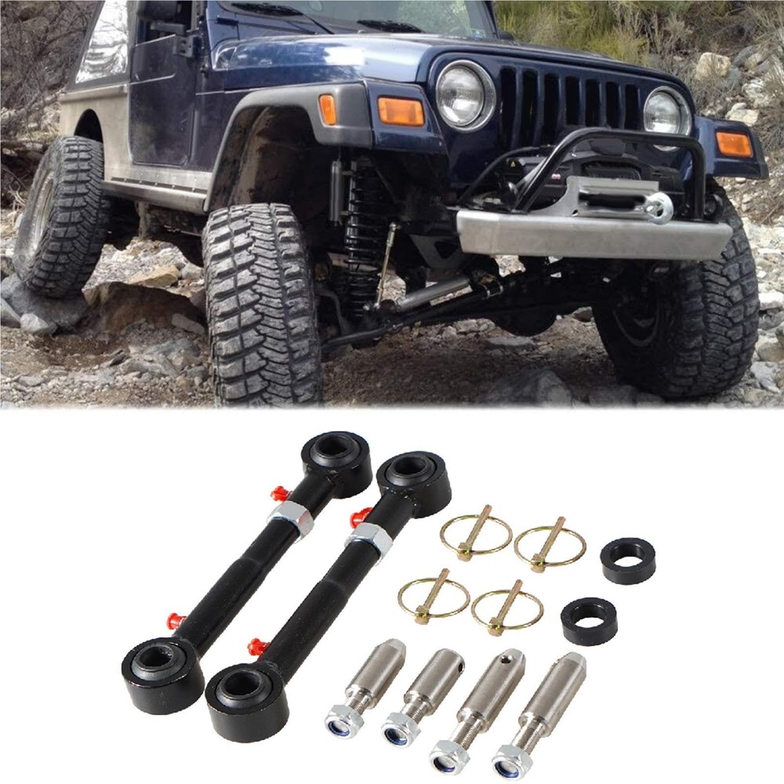 bieleta de barra estabilizadora Barras estabilizadoras de repuesto para Jeep Wrangler 2007-2018, enlaces barra estabilizadora delantera, desconectores acero inoxidable
