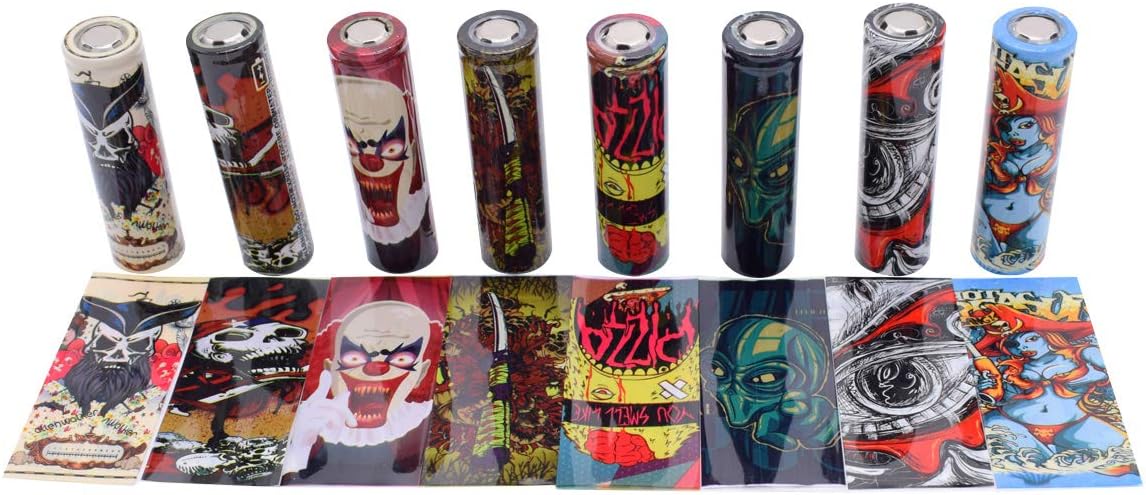 18650 Darkness Series Battery Protective Wraps Cover, Sleeves Heat Shrink PVC Tubing Tubes 100% Authentic Pre Cut Shrink Film 8 Styles Replacement Cover Skin (50pcs)