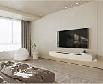 FurniNova Floating à haute brillance TV Reste avec 3 Portes, mur de 47'' TV Le Cabinet, sous TV Console,Place de médias flottants pour chambre à coucher salon(blanc)