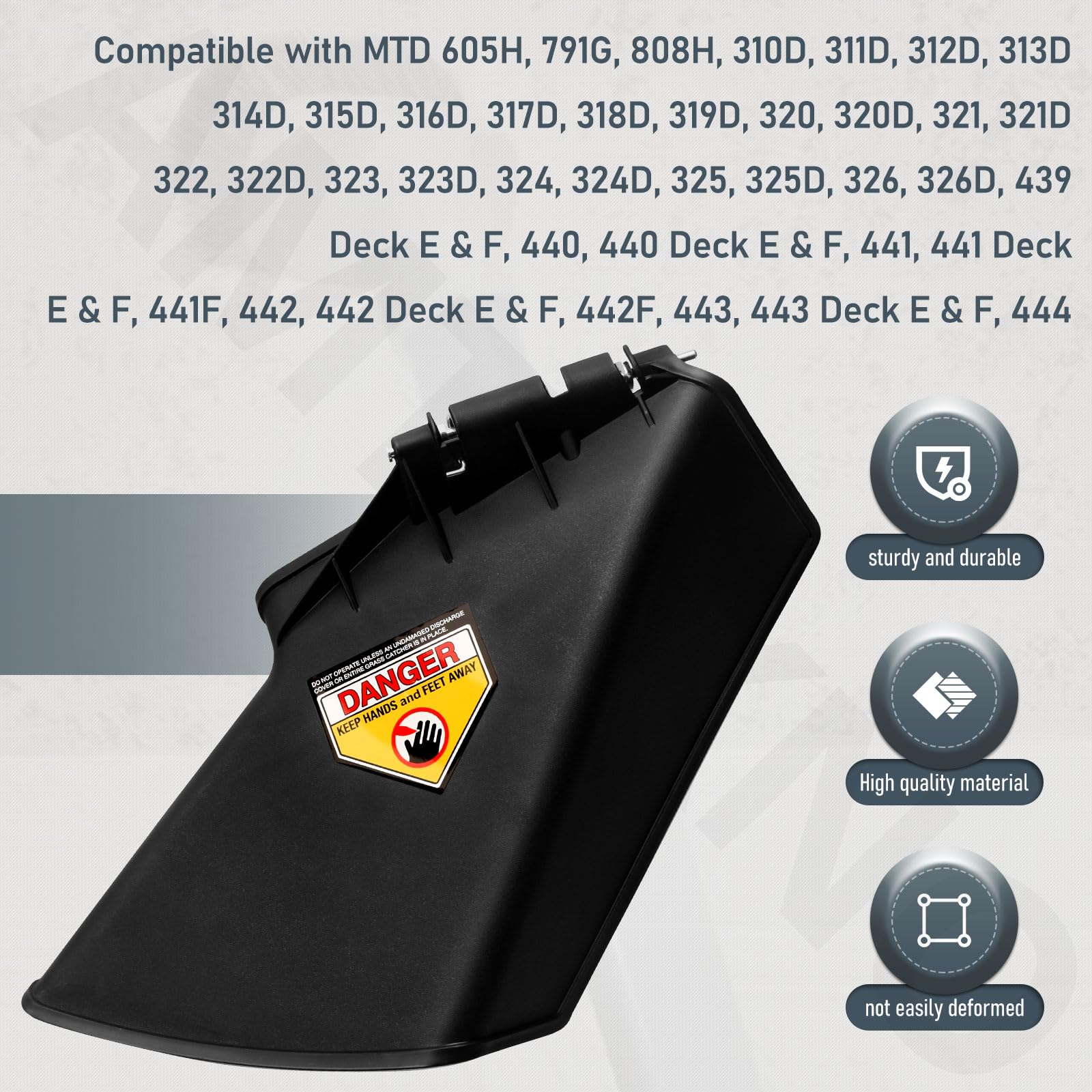 AMTHKNO 631-05229 Deflector de cubierta compatible con cortacésped MTD sustituye a los modelos 631-0216, 631-0216A, 631-05193, 731-1031