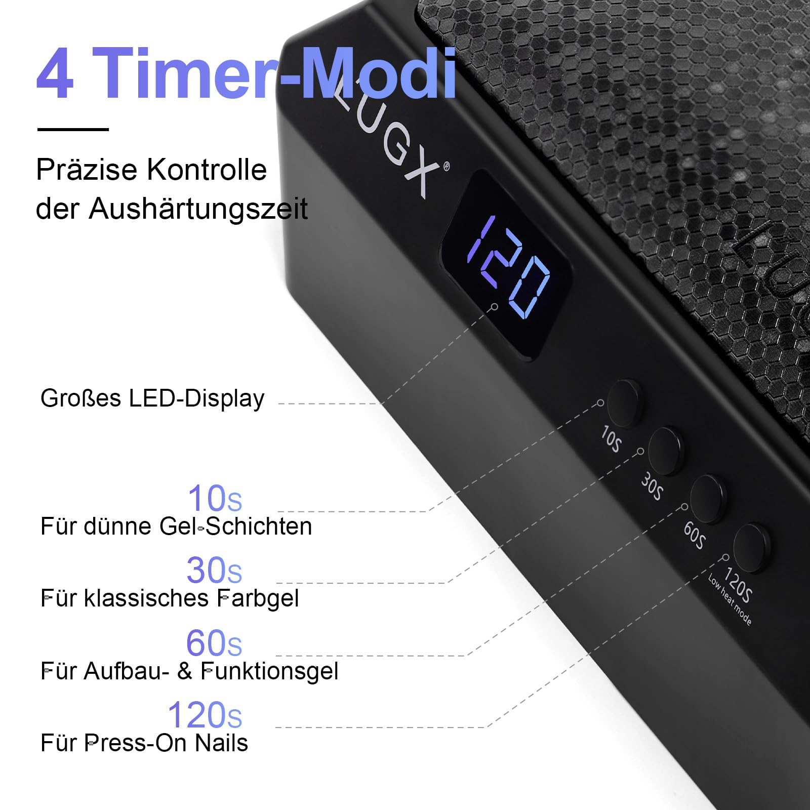 L'UGX UV Lampe für Gelnägel 72W – Professionelle Nagellampe mit Handauflage, große Led Lampe Nägel für Maniküre & Pediküre, Zuhause & Studio-Schwarz-205