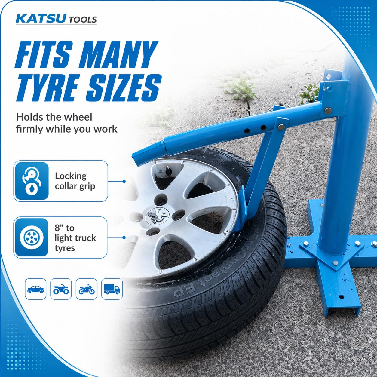 KATSU Tools Desmontadora de neumáticos Manual, extractora de neumáticos portátil para automóviles, rompedora de Ruedas, Herramienta de reparación para vehículos, Motocicletas, quads y más 451340