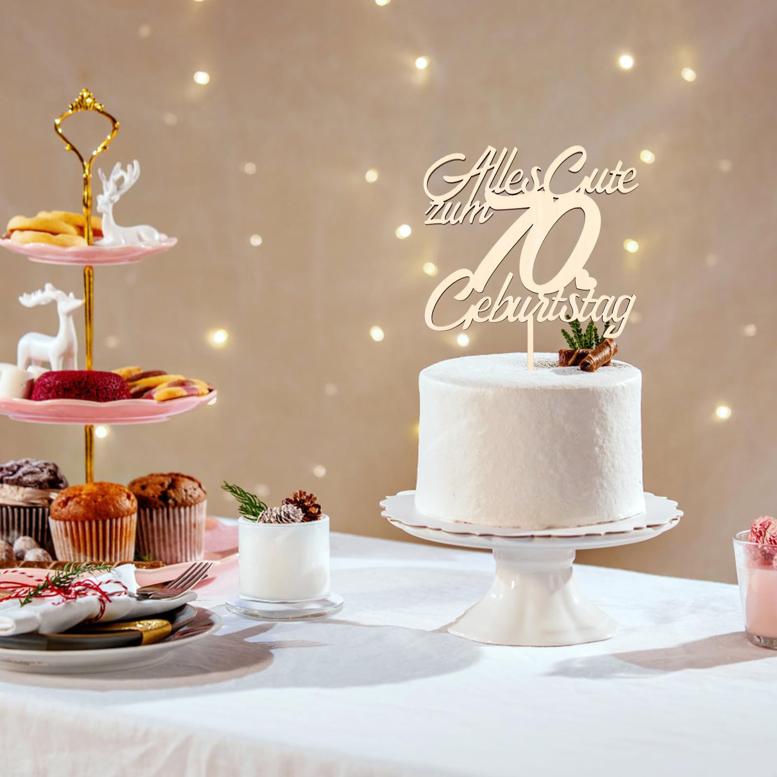 GoldRock Decorazione Per Torte In Legno, 70 Compleanno, Uomo E, image size:1600x1600