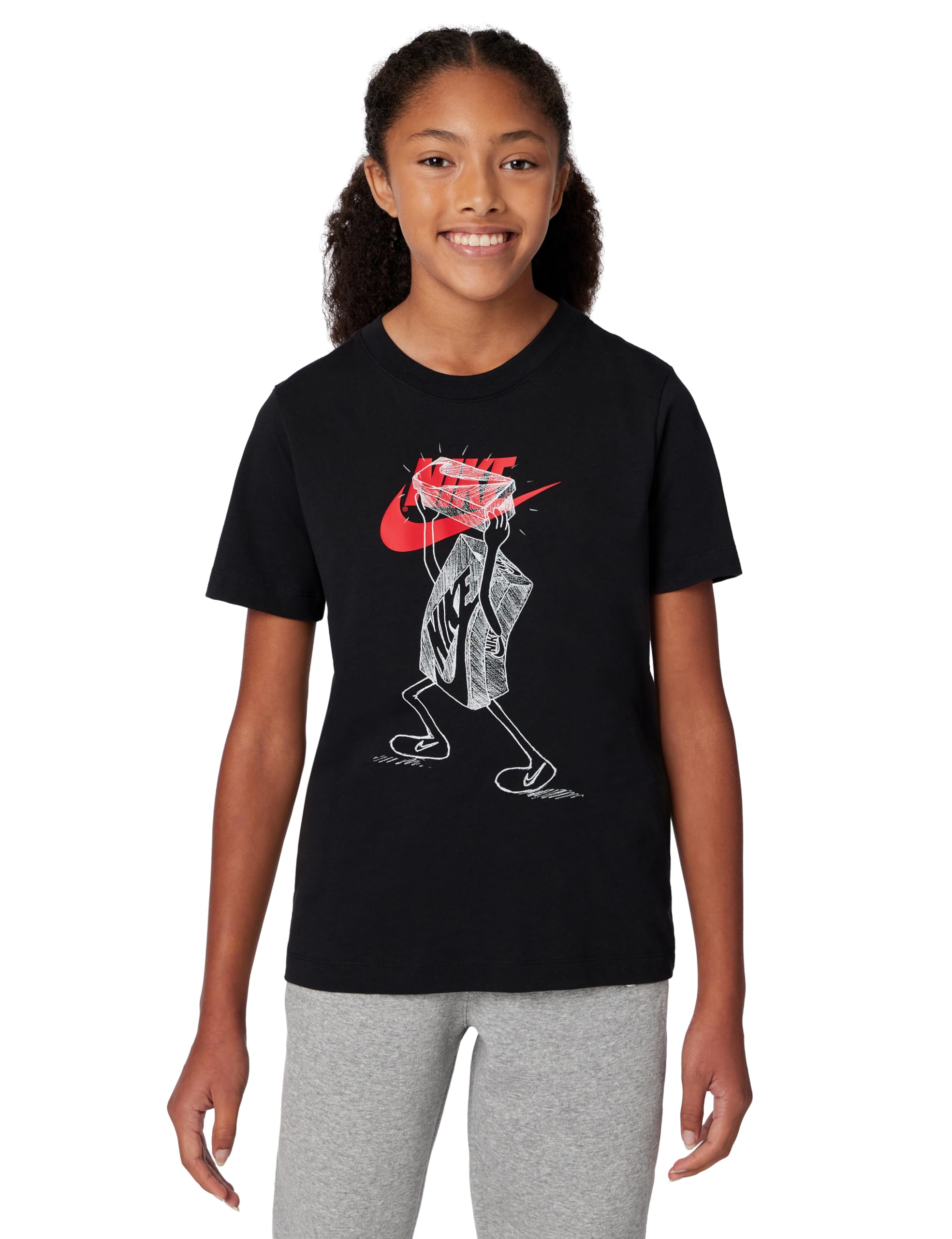 Nike Unisex Big Kids' Sportswear Club Futura Shoebox T-Shirt - Boys and Girls