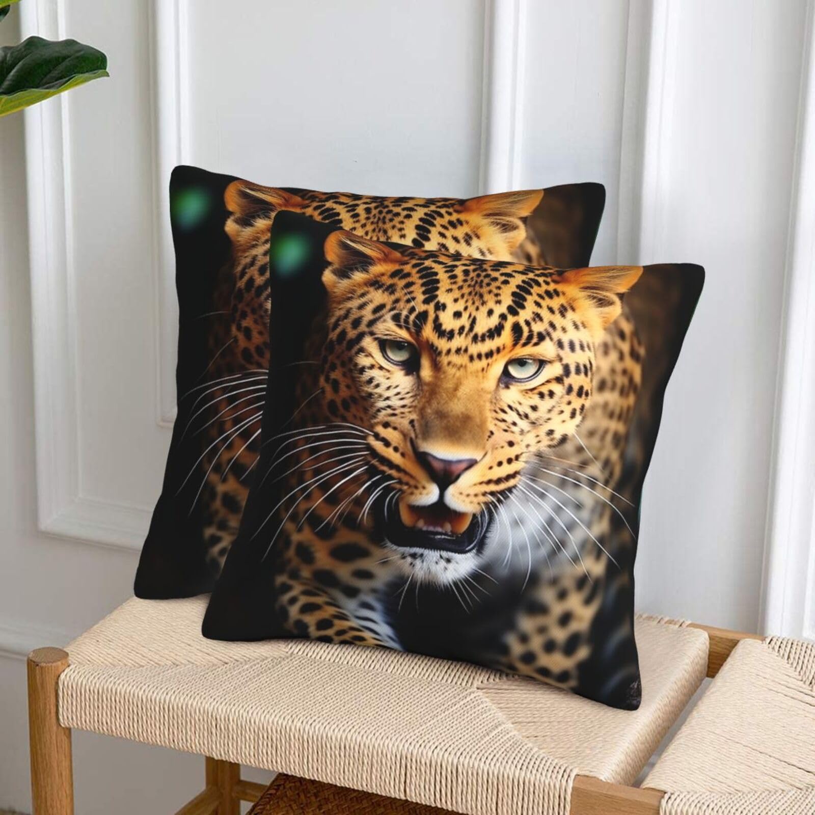 NONHAI Decorative Throw Pillow Covers Set of 2, 18"x18" Square Cushion Case Soft Comfy Leopard Throw Pillows for Couch Cushion Livingroom Farmhouse Home Decor Pillowcases