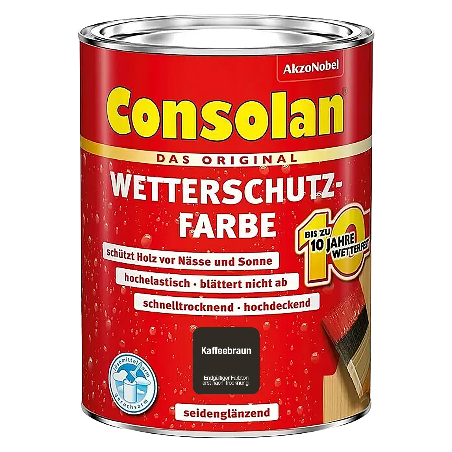 Consolan Wetterschutzfarbe, Deckender Holzschutz für Außen, Kaffeebraun, 750 ml