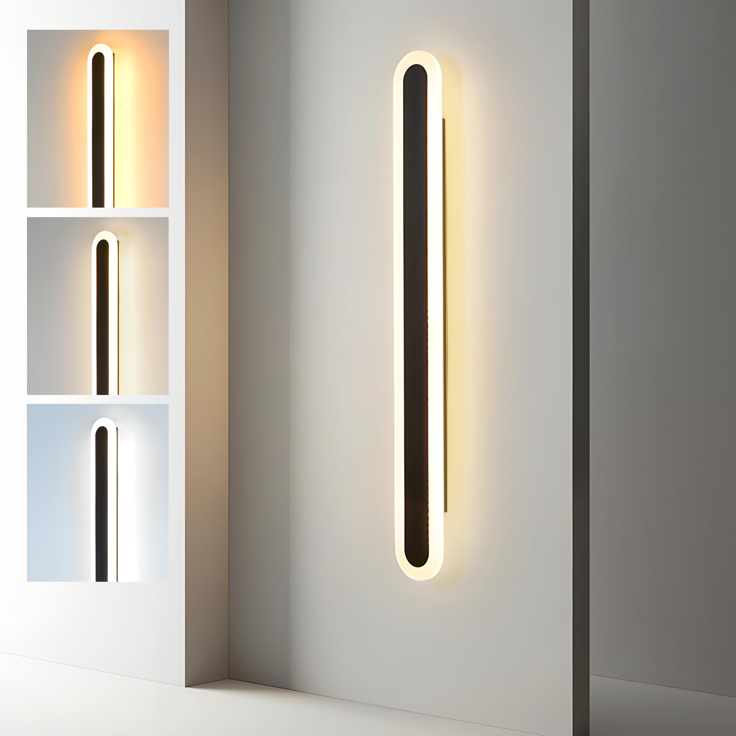 ZTWLEED LED Wall Light Indoor,22W Wall Lamp Modern 3000K/4000K/6000K,Acrylic Wall Sconce Lights for Bedroom Living Room Corridor Stair 60CM Black