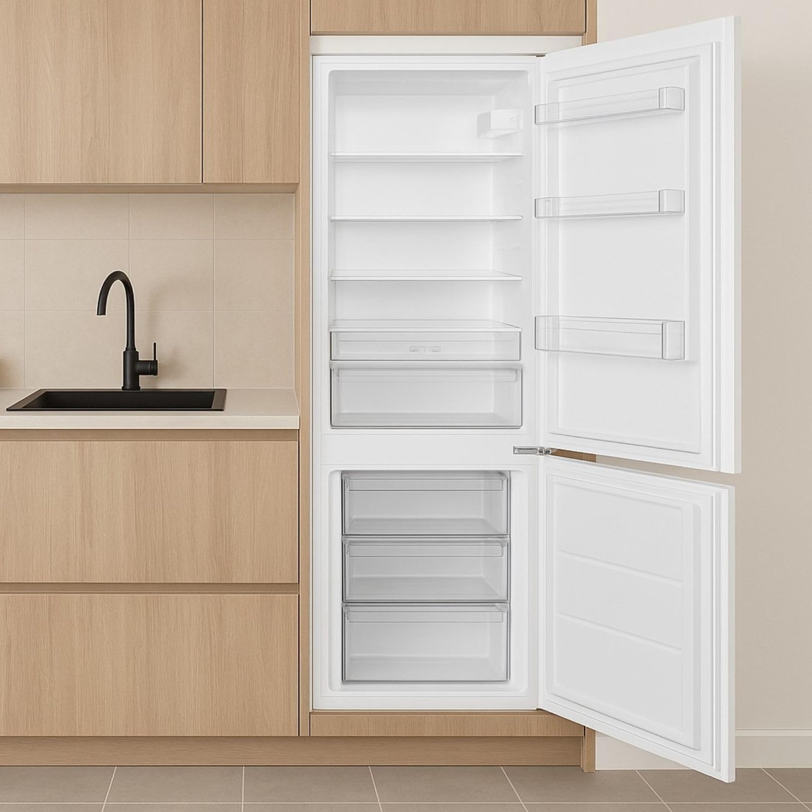 Corberó – Frigorífico Combi Integrable | CCH177CINTEG | Estático | 249L | 178 cm | Luz LED | Estantes de Cristal | Cajón Crisper | Blanco