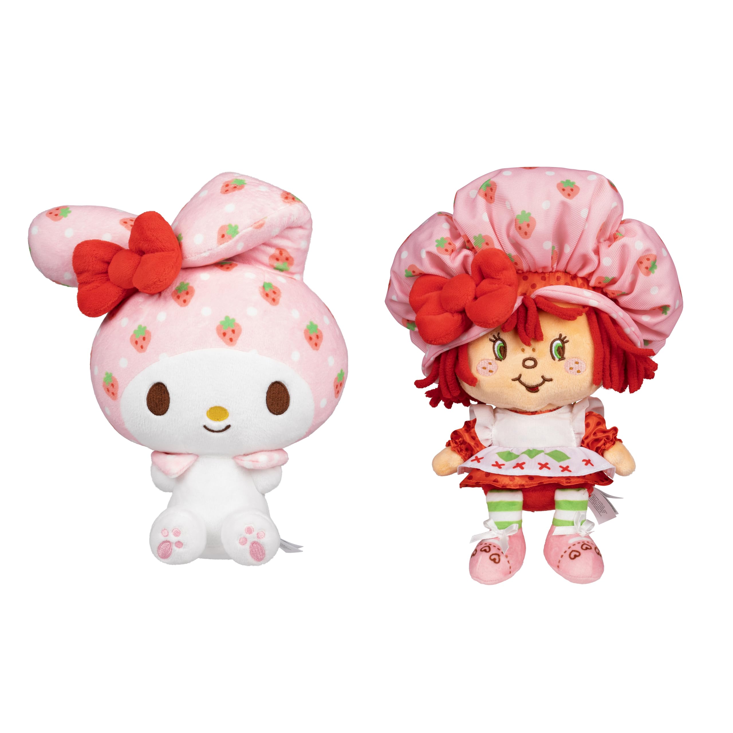 Hello Kitty and Friends - 8-Inch Strawberry Shortcake x My Melody Plush 2-Pack - Officially Licensed Sanrio Product from Jazwares - Ages 6+
