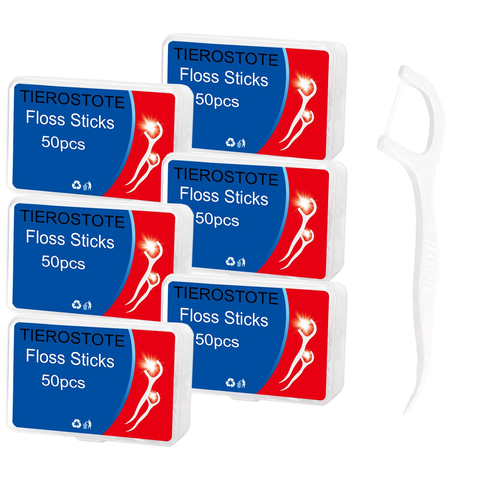Dental Floss Picks 300 Count 6 Packs of 50 Disposable Flossers Tooth Picks Flossers with 6 Travel Handy