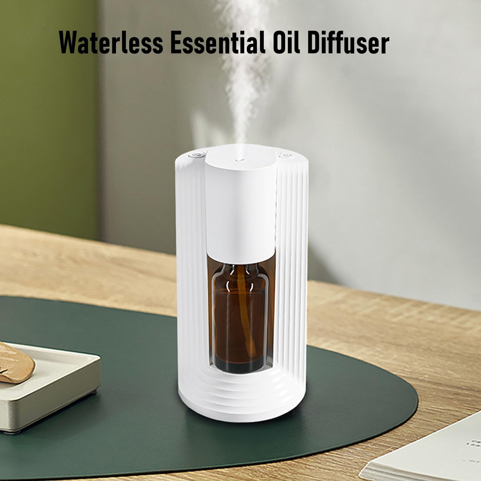 Difusor de Aceites Esenciales Portátil, Difusor de Aromaterapia sin Agua, con Temporizador de 3 Modos de Niebla con 3 Modos de Niebla, Ideal para el Hogar, la Oficina y los Viajes (White)