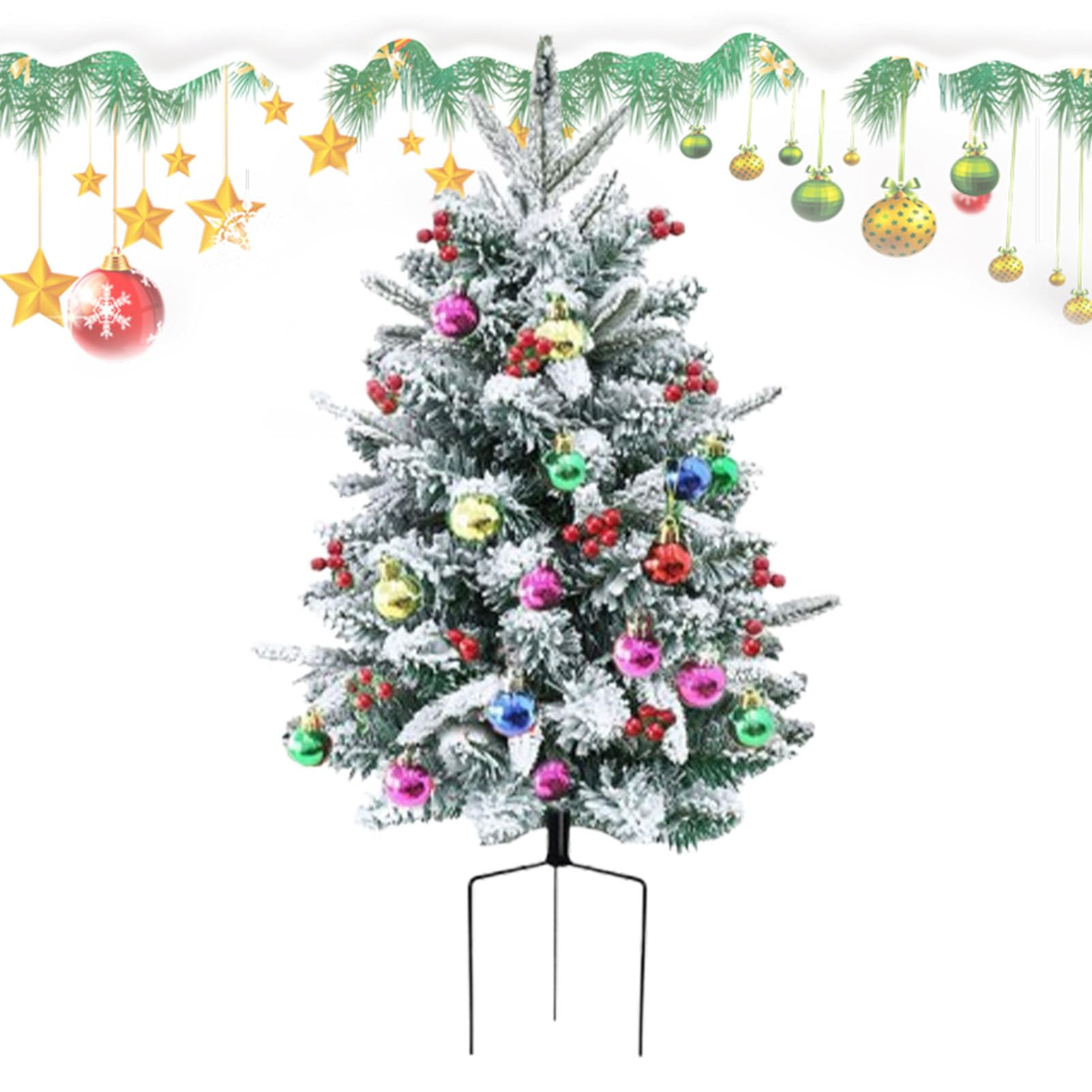 Árbol de Navidad Artificial Relleno Decorativo 75 cm | Árbol Navideño con Luces Incorporadas Para Exterior Jardín Porche Eventos Apartamentos y Decoración del Hogar