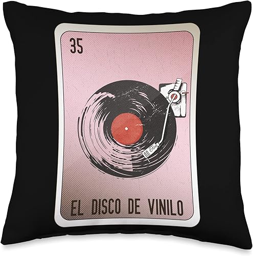 99 Gifts Bingo De Mexico Cartas Mexicanas Set4 El Disco De Vinilo Mexican Slang Chicano Bingo Cards Throw Pillow 16x16 Multicolor