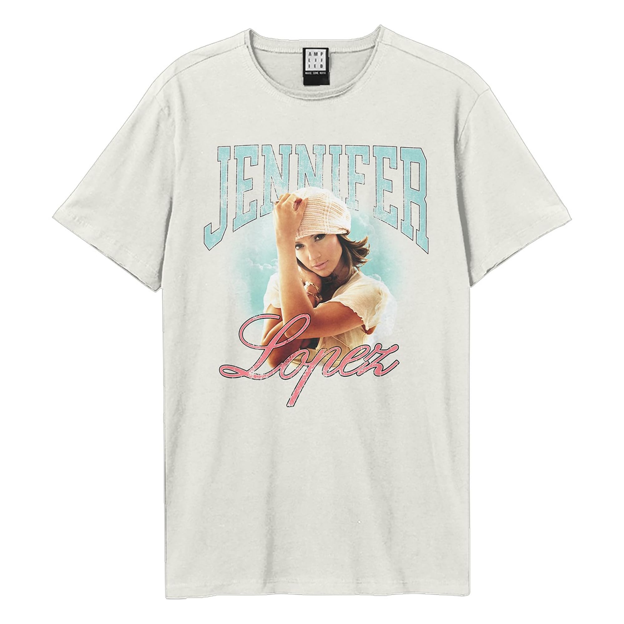 Amplified Jennifer Lopez Graphic Tee Shirt Crew Neck Vintage White XS