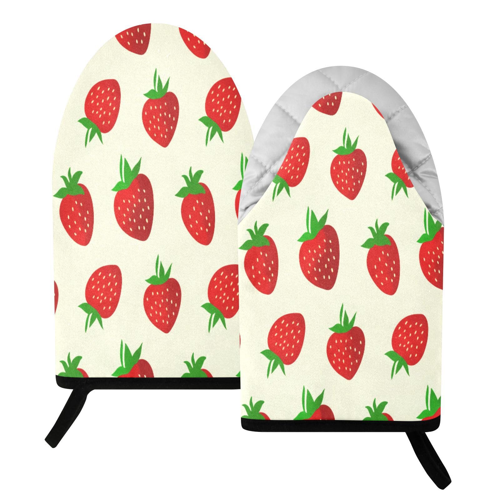 BURSTDDY Strawberry Oven Mitt,Heat Resistant Kitchen Mitts for Cooking