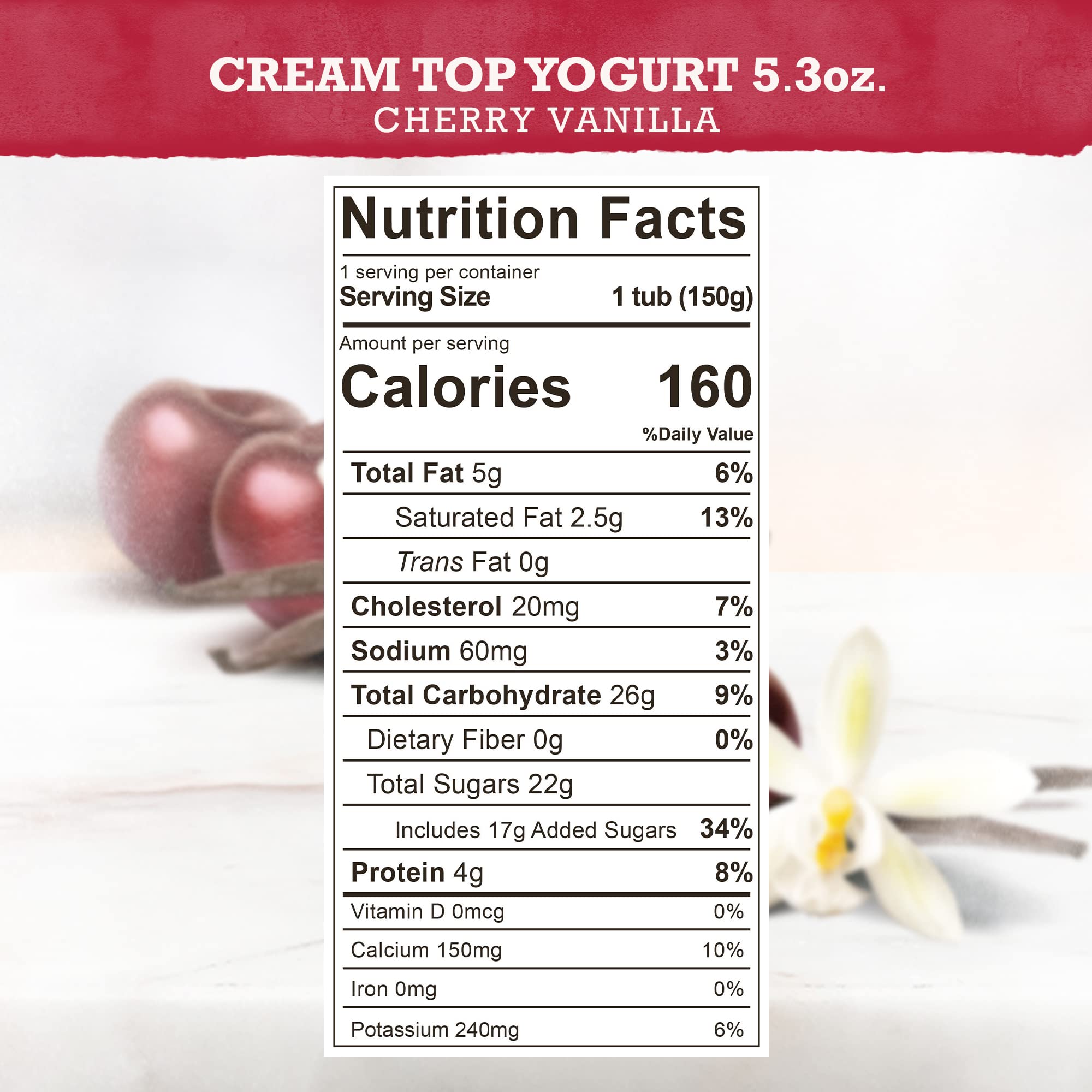 Brown Cow Cream Top Cherry Vanilla on the Bottom Whole Milk Yogurt 5 3 oz Cup - Creamy — view 5