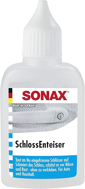 SONAX Odmrażacz do zamków (50 ml) błyskawicznie odmrażanie i pielęgnacja zamków samochodowych, zamków drzwiowych, zamków rowerowych, kłódek i innych zamków | nr art. 0331000