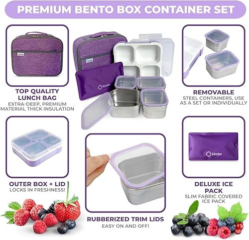 Miniatura 2 de Bento caja de almuerzo pequeña para niños  Contenedores para mujeres, adultos  Fiambrera a prueba de fugas Contenedores de porción de comida escolar