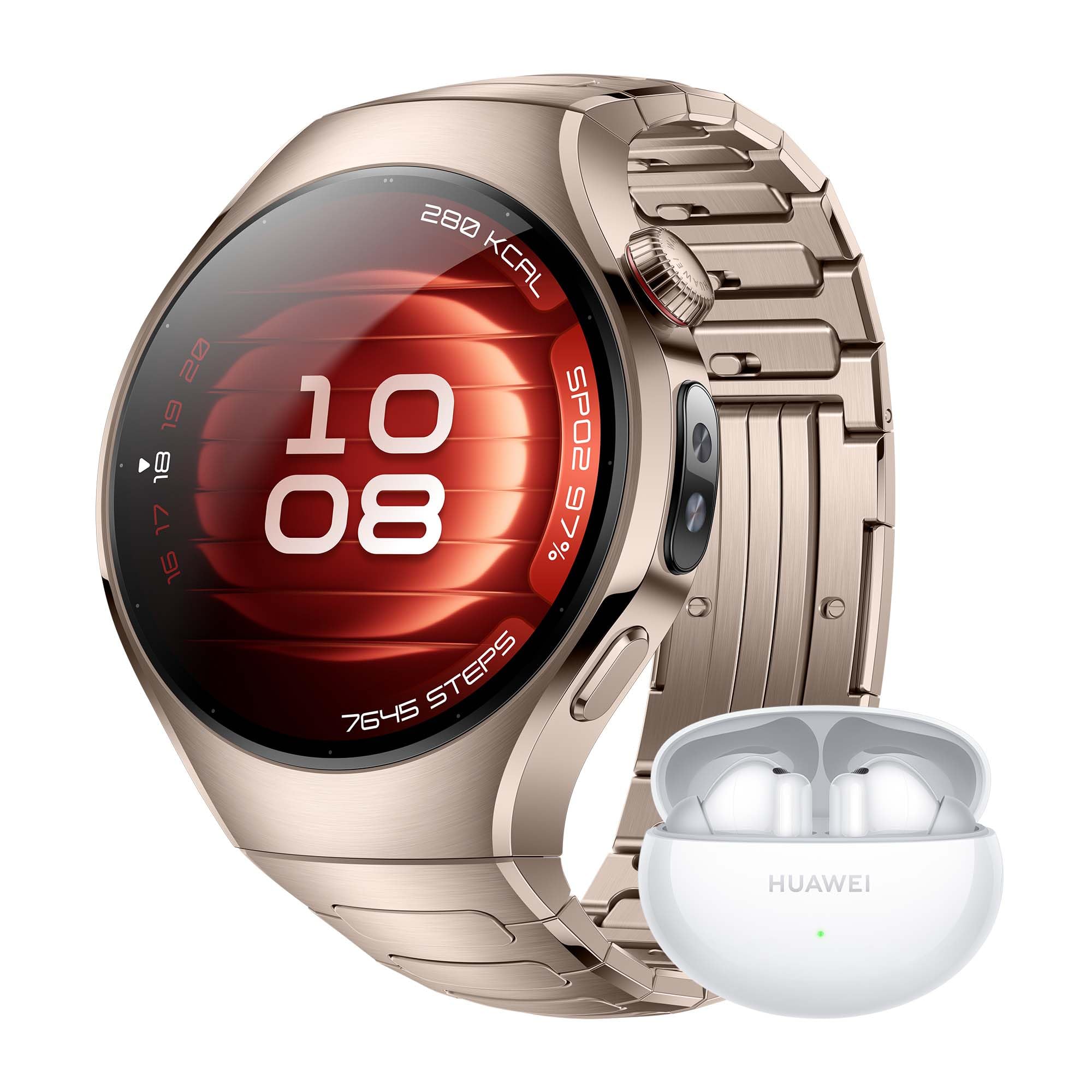 HUAWEI WATCH 5, 42mm Smartwatches, + FreeBuds 6i Bianco, Tecnologia Multi-sensing X-TAP, Health Glance, eSIM, con App ECG, HRV, Due Modalità di Batteria fino a 7 Giorni, Rose Gold