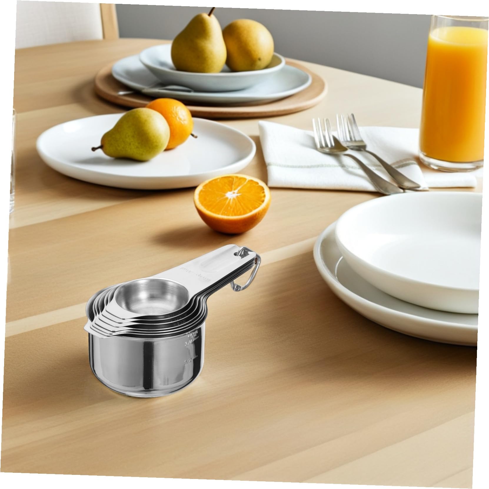 2 ensembles Set de Ustensiles Cuisine Inox Tasses et Cuillères Doseuses Acier Inoxydable pour Mesurer Liquides et Poudres Cuisine et Pâtisserie