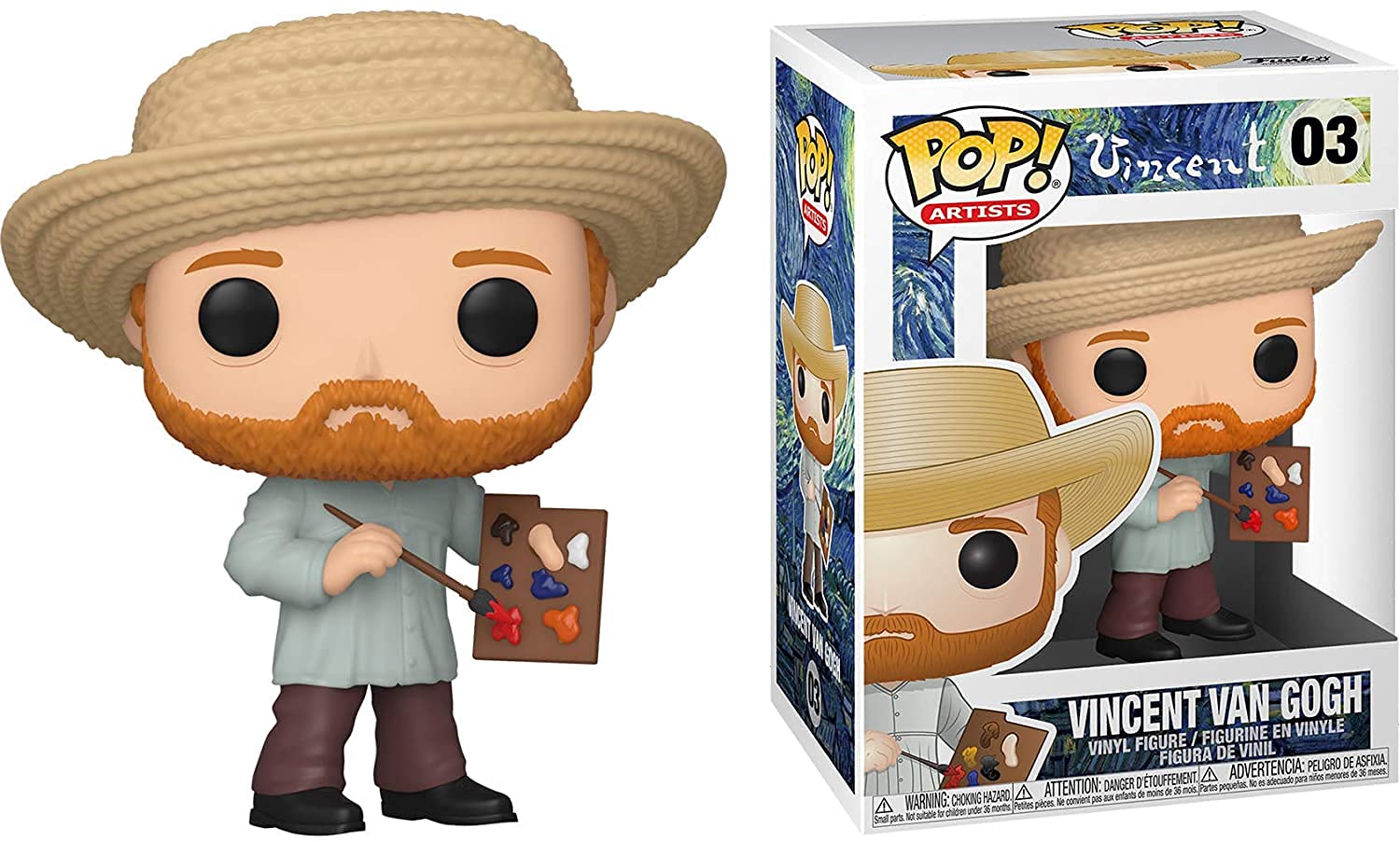 POP Icons: Artists - Figura de vinilo Funko de Vincent Van Gogh (incluye funda protectora de caja compatible), multicolor, 3.75 pulgadas