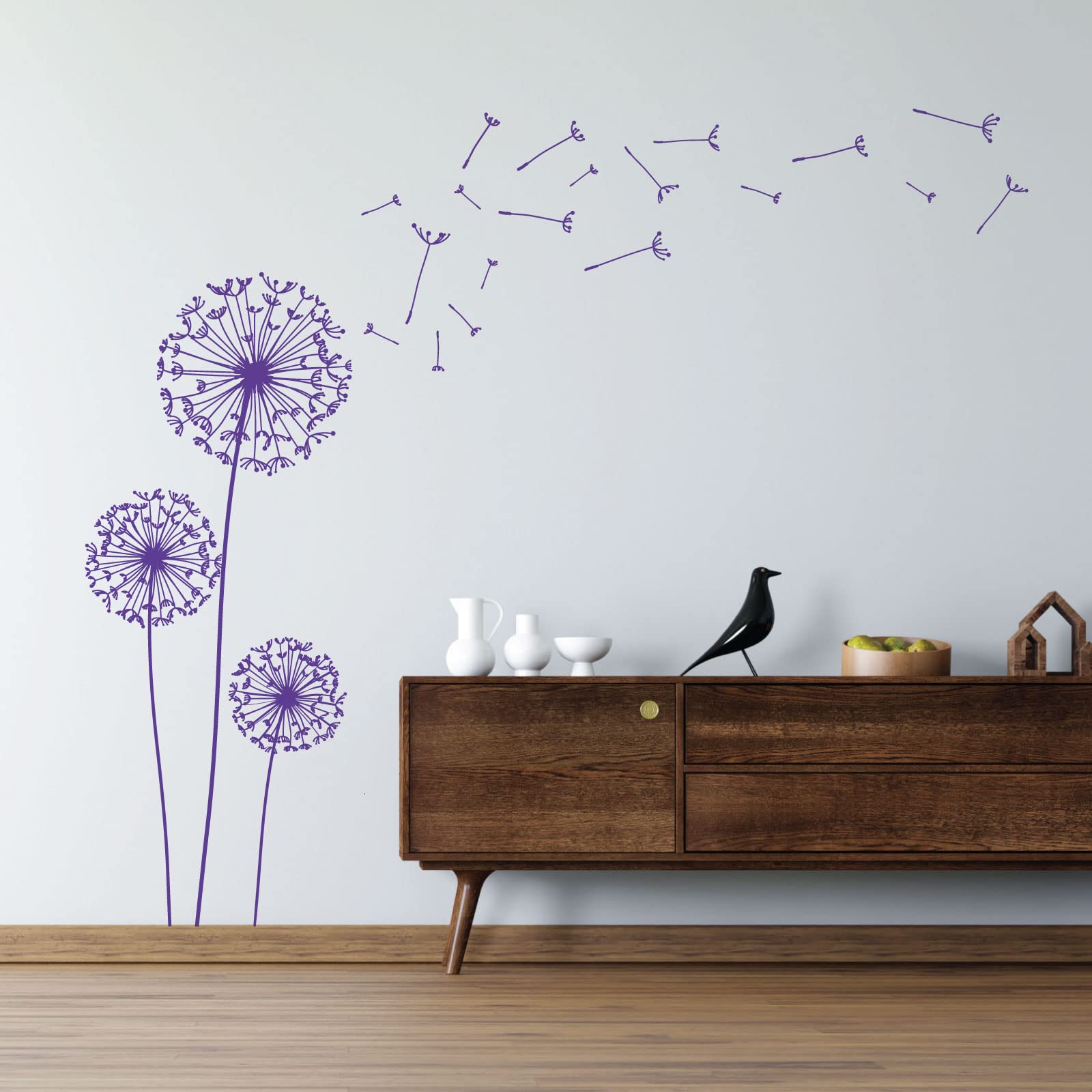 Dandelions Blowing Away in the Wind - Wall Art Sticker [Large] [Purple]