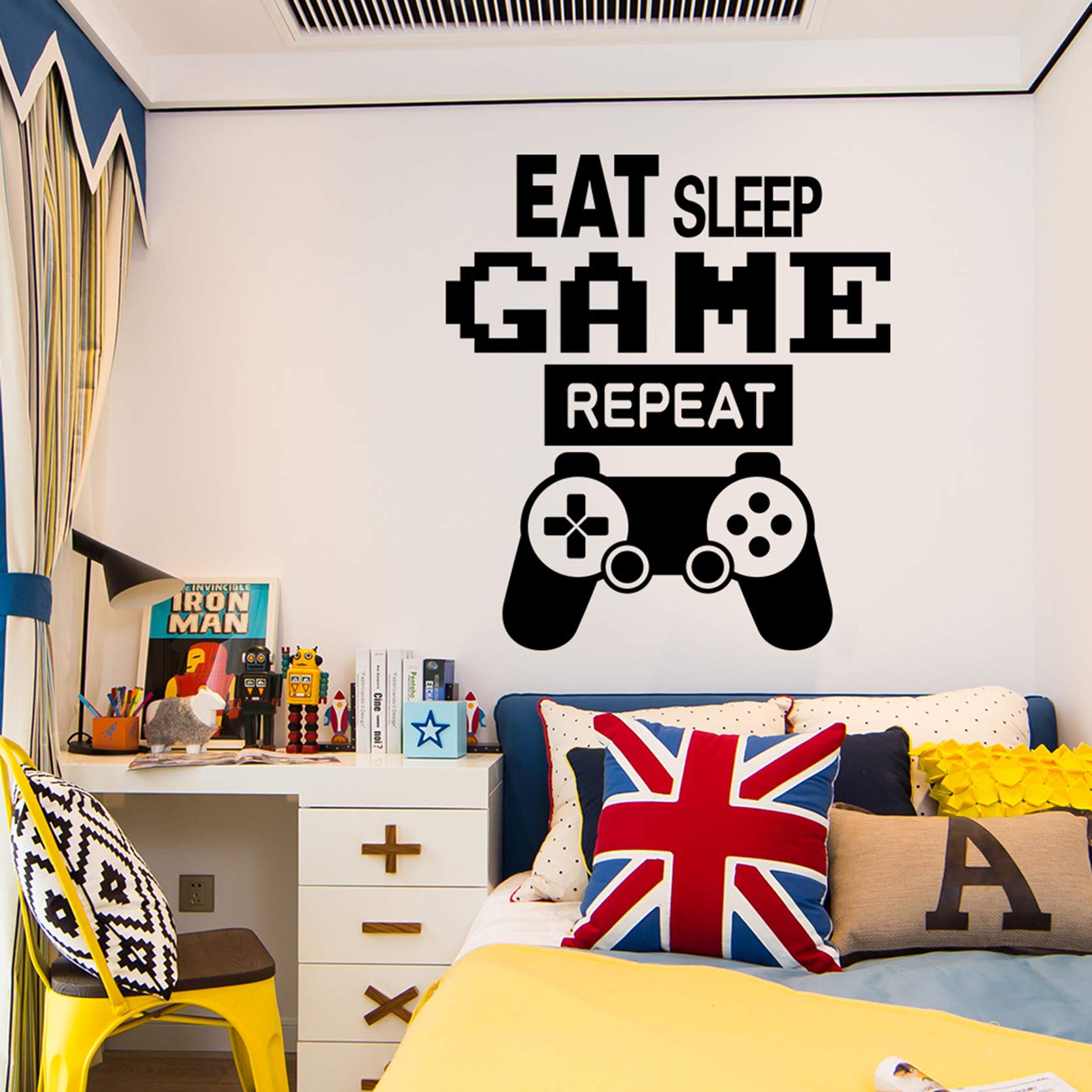 Game Wall Stickers, Game Zone Wall Decals, Video Game Boy Wall Sticker, Gaming Controller Joystick Playroom Vinyl Wall Art Decor, Game Wall Mural