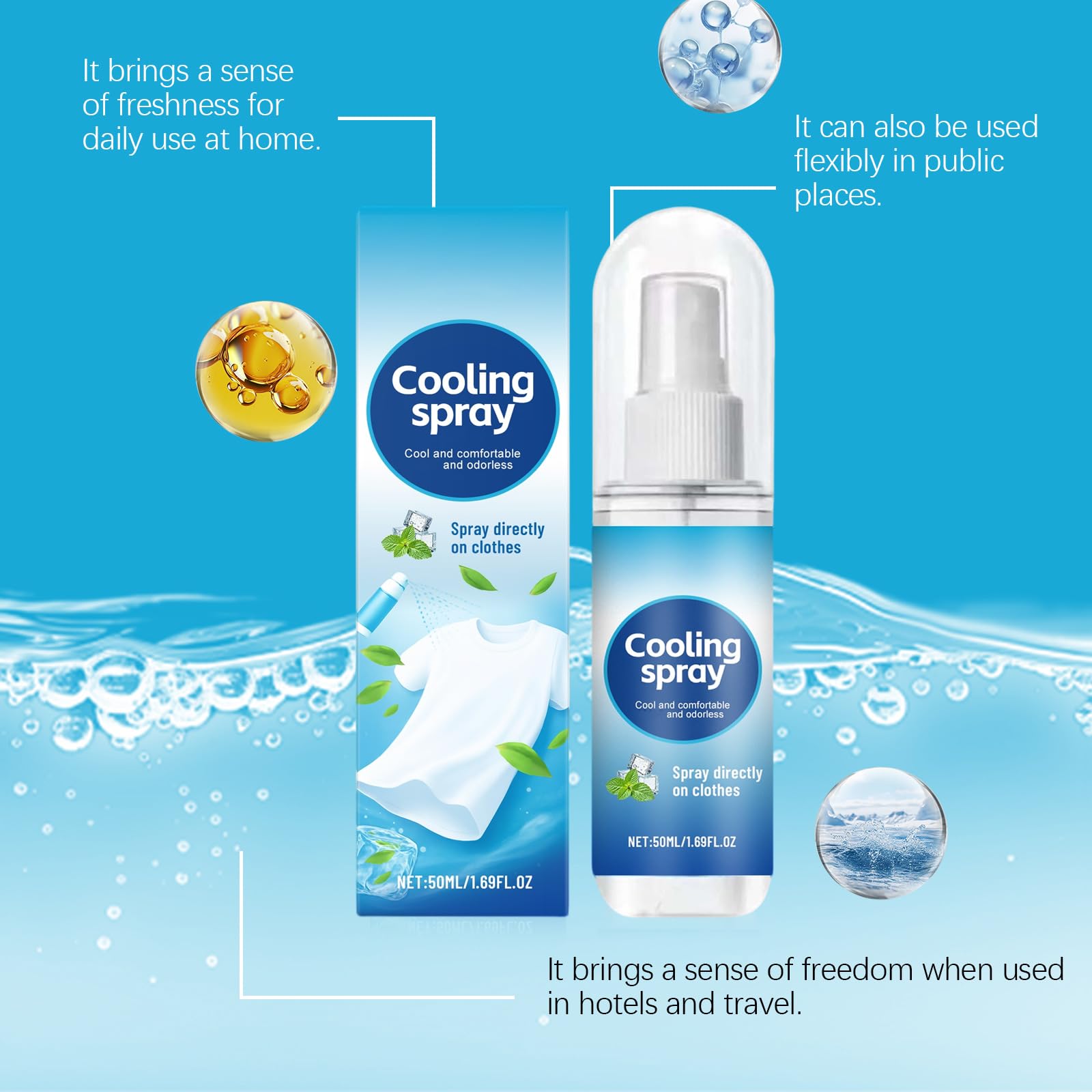 Kühlendes Spray für Gesicht und Körper, sommerlicher Kühlnebel (6pcs)