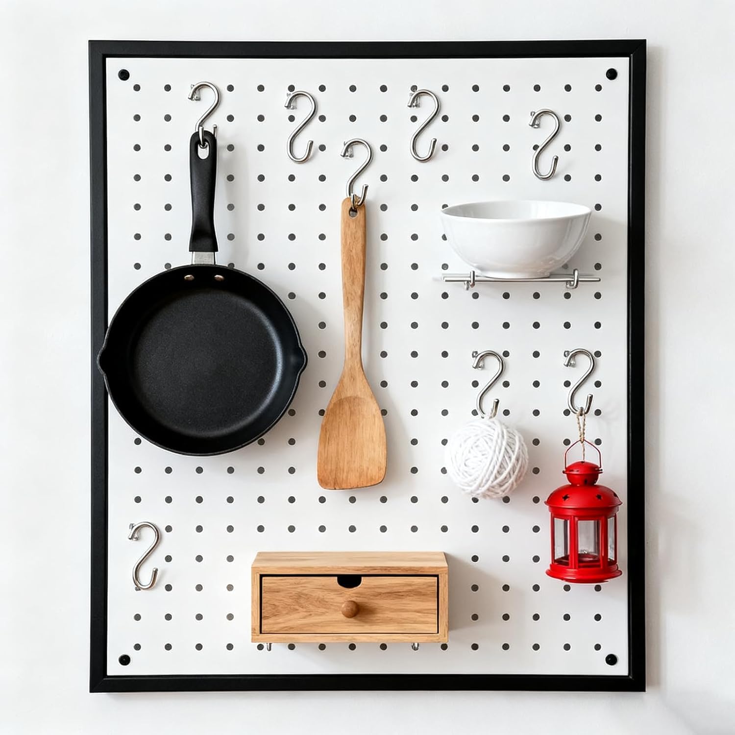 Stainless Steel Pegboard Wall Organizer - Multi-Purpose Hanging Storage Shelf for Tools, Kitchen Items, Crafts & Home Organization