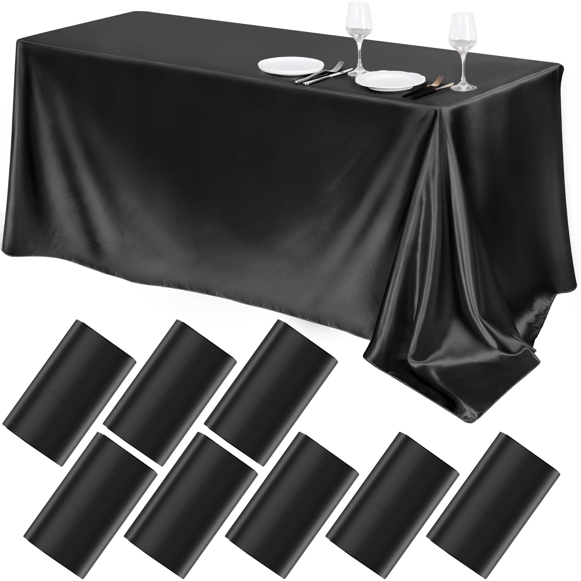 Ivory Satin Tablecloths - 4 Pack Overlay Covers -29