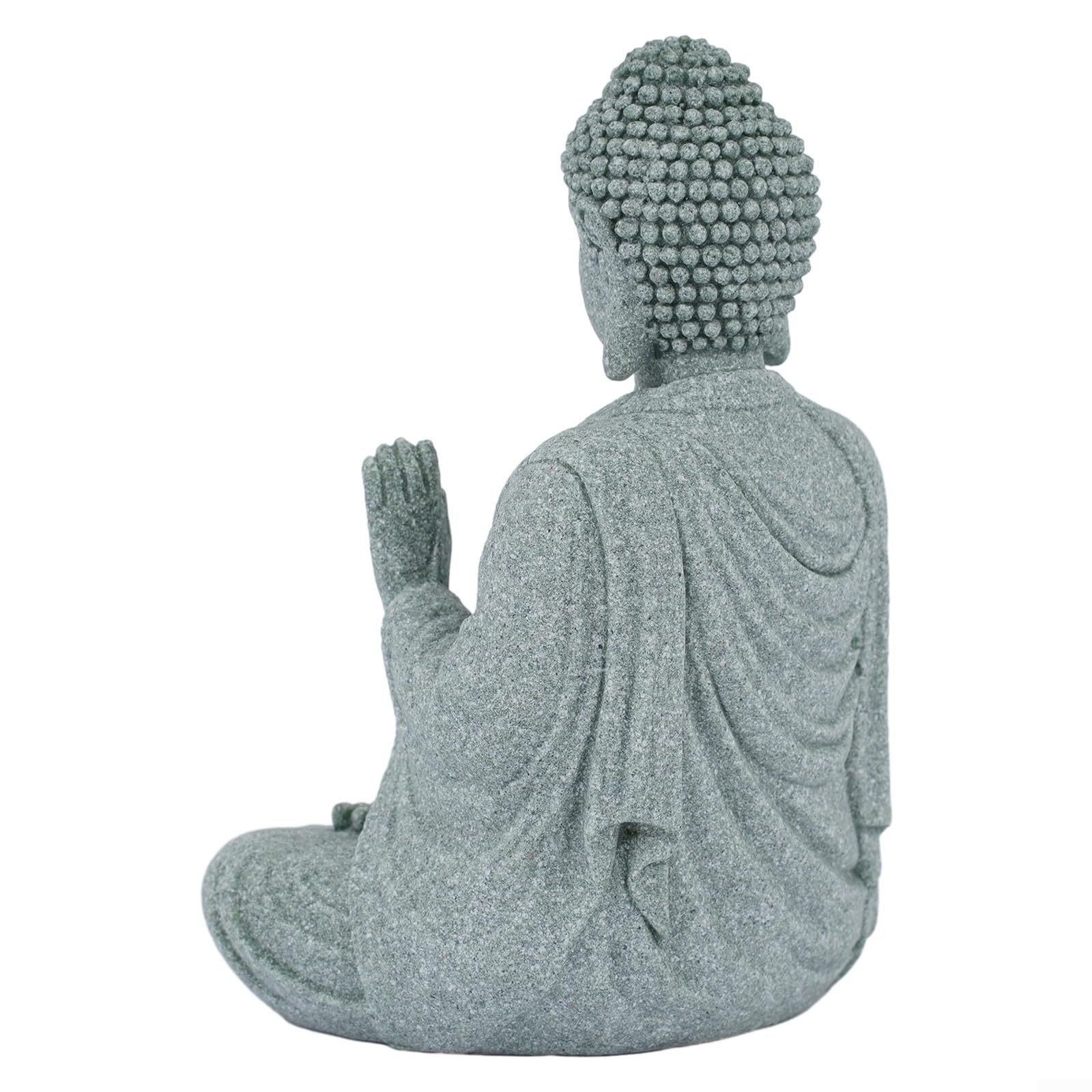 Sandstone Resin Sitting Buddha Garden Ornament, Heavy Stable Statue for Lawn Yard or Fish Tank, Colorless Odorless Zen Decor for Home and Garden, 4x8x12cm(A)