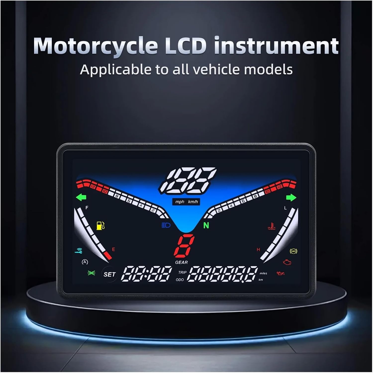Digital Motorcycle Instrument RPM Dashboard with Fuel Level Gauge Water Temp Meter Tachometer