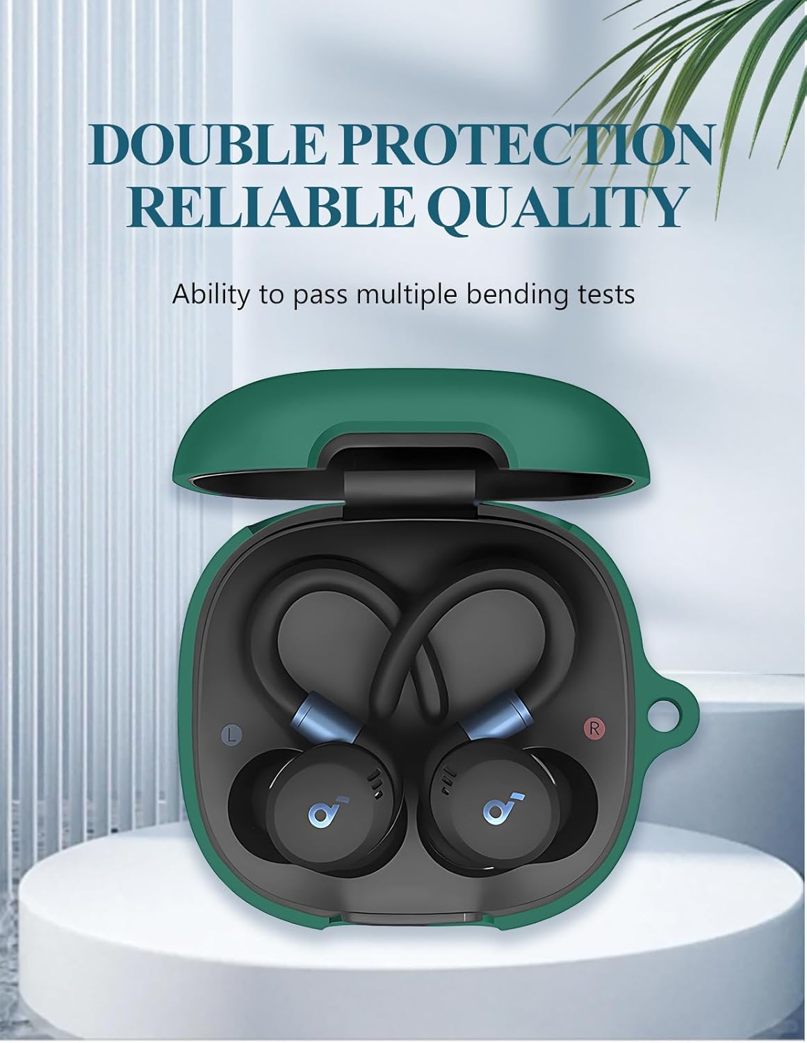 Case for Soundcore by Anker Sport X20 Earbuds, Soft Silicone Protective Portable Scratch Shock Resistant Hard Shell with Cleaner Kit & Carabiner & Lanyard,Green - Image 3