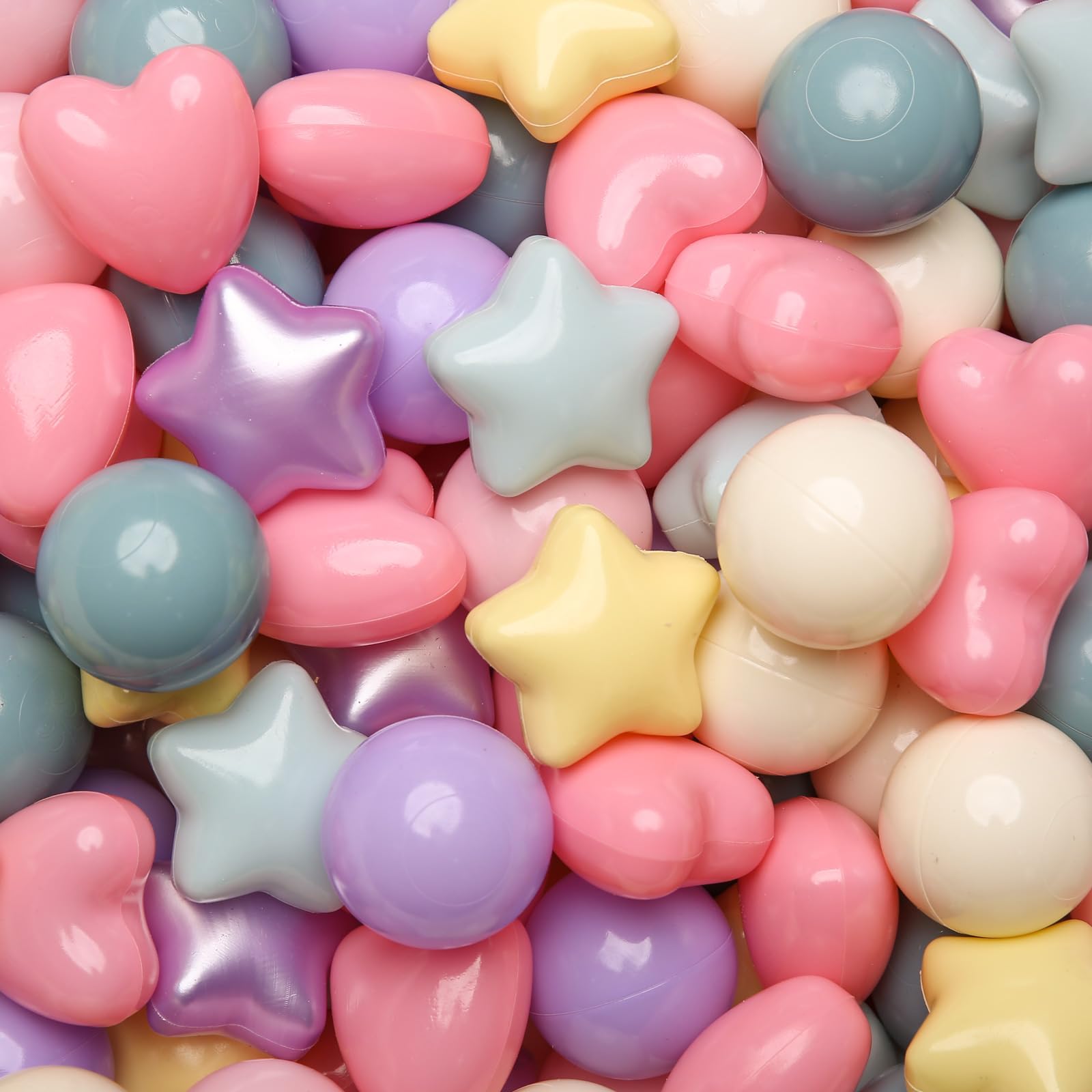 GOGOSO Shape Ball Pits Balls, Star Heart Plastic Play Balls for Toddlers Kids Children, DIY Giant Friendship Bracelet Banner,100PCS, Mermaid Colors Mix